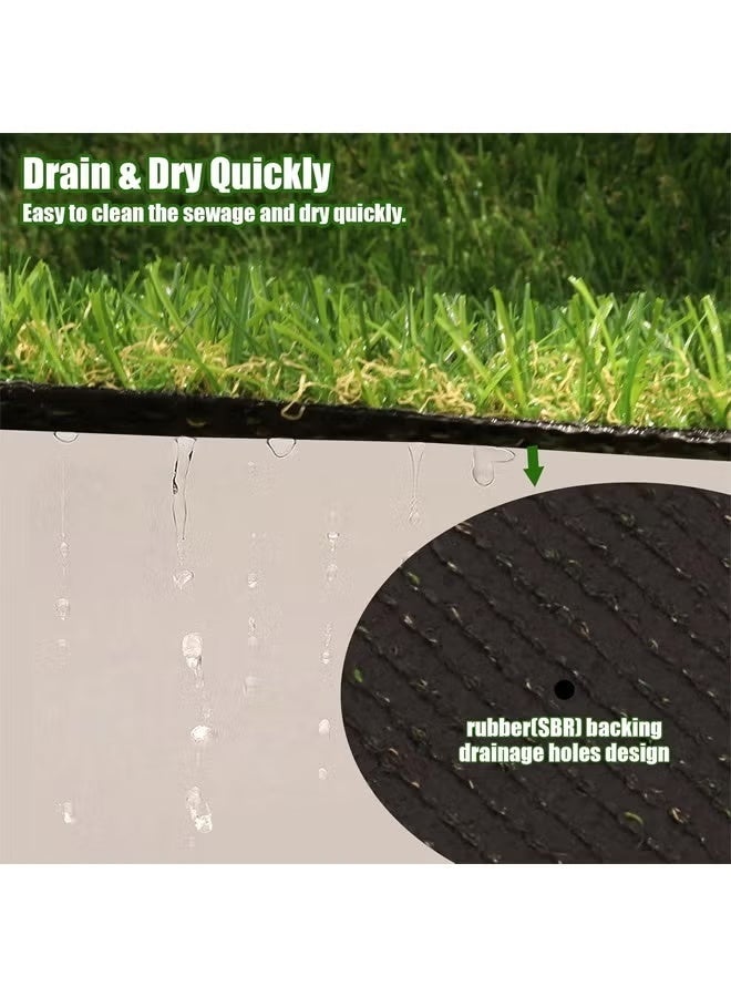 إتش كيو جيمنغ سجادة عشب صناعي للاستخدام الداخلي والخارجي، عشب صناعي واقعي، سجادة عشب صناعي مع فتحات تصريف للفناء والشرفة والساحات والحدائق (4م × 1م) - Image 5